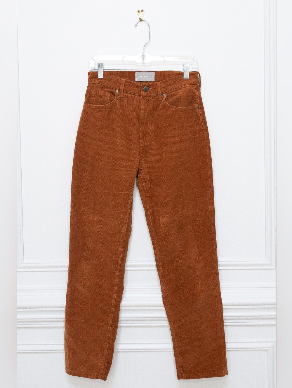 Everlane The Baby Cord Cheeky Crop Pant Sz 26 Acorn Rust Brown Corduroy Straight - Picture 4 of 10
